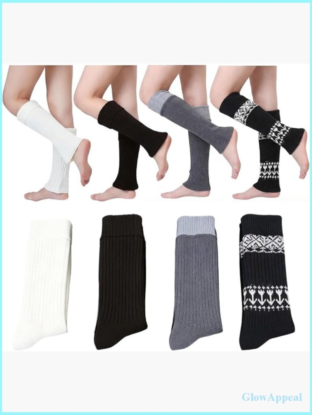 4 Pairs Leg Warmers for Women Winter Soft Knit Ankle Warmers Y2K 80s Party Dance